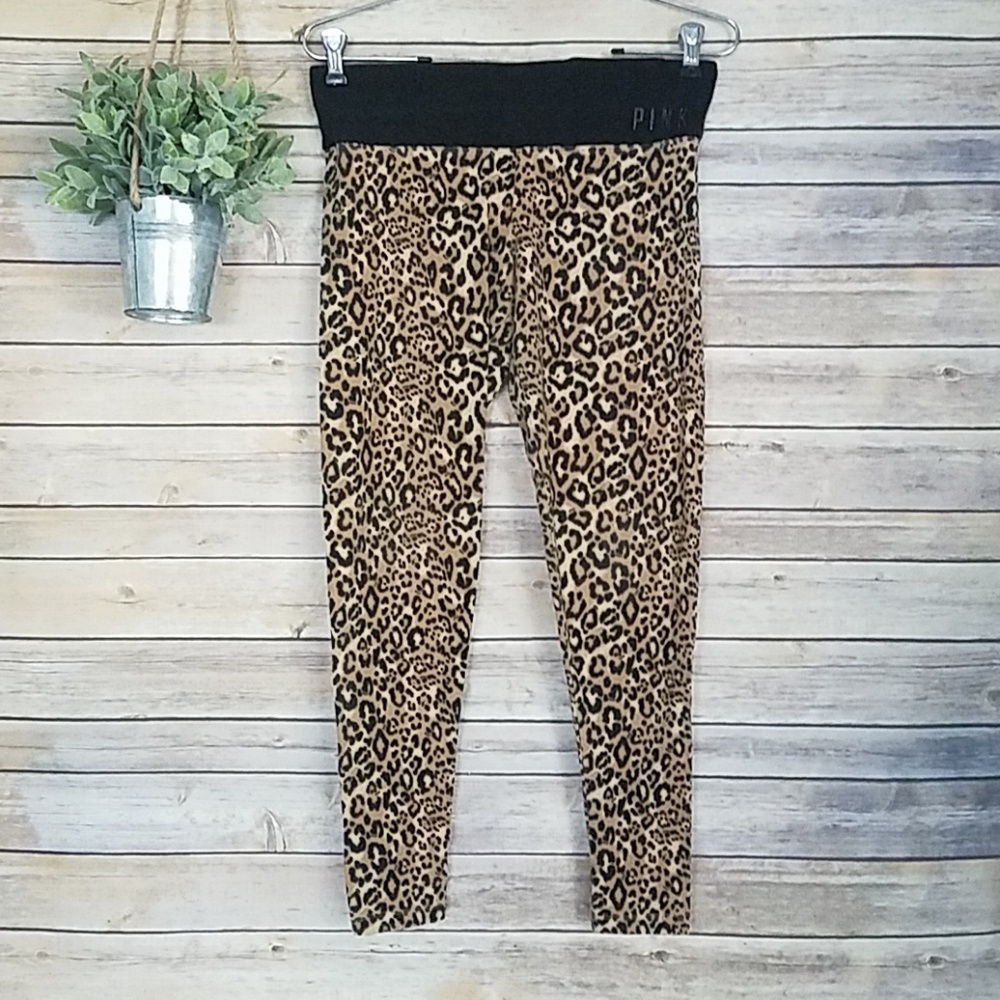 PINK BY VS Leopard/Animal Print Bling Leggings